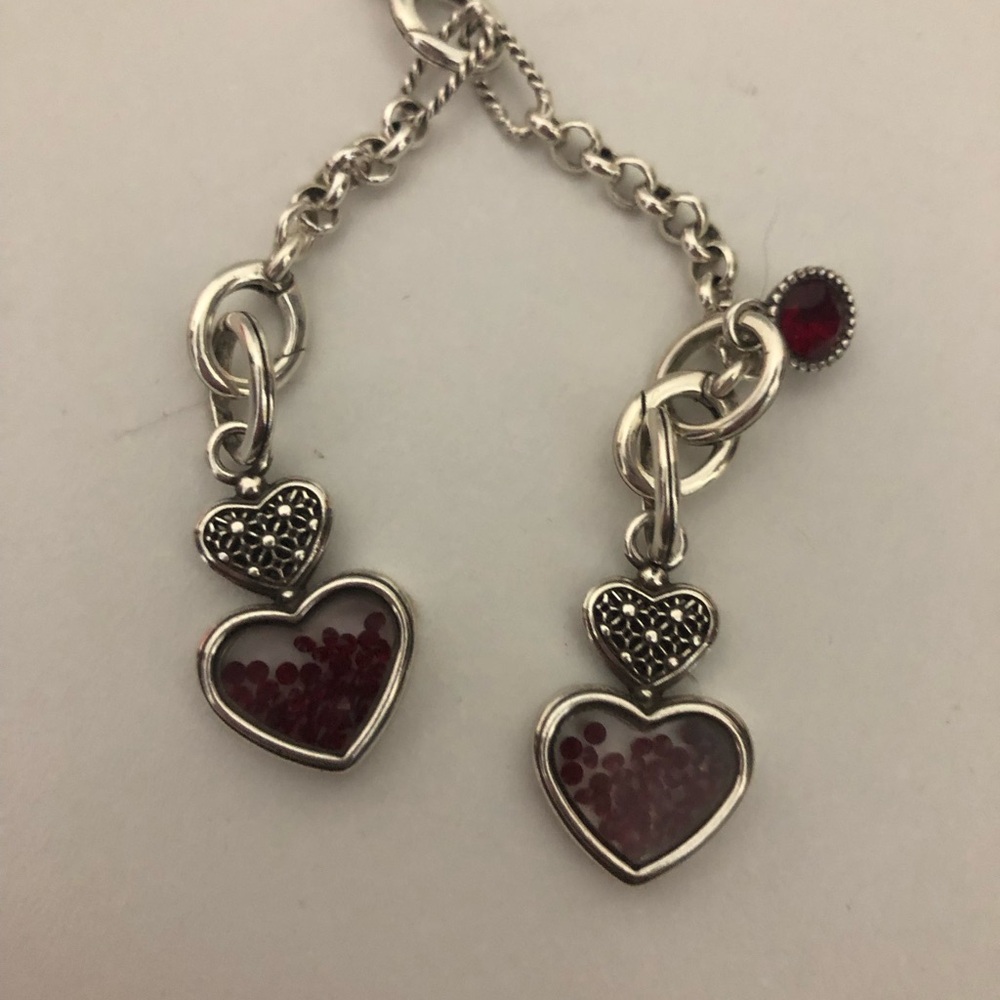 Brighton Count Your Blessings Shaker Heart Drop Necklace With Red Crystals - Picture 4 of 6
